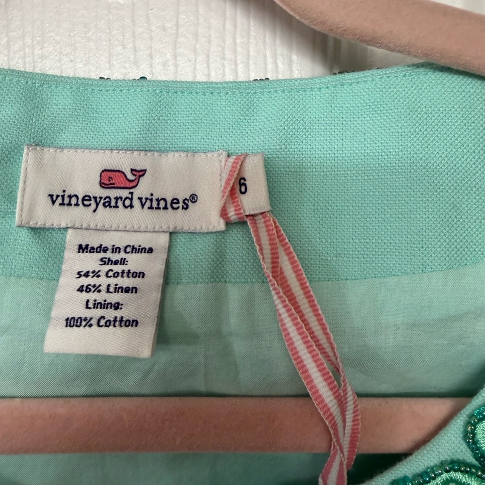 Vineyard Vines Mint Green Sleeveless Tank with Green Embroidery - Picture 2 of 5